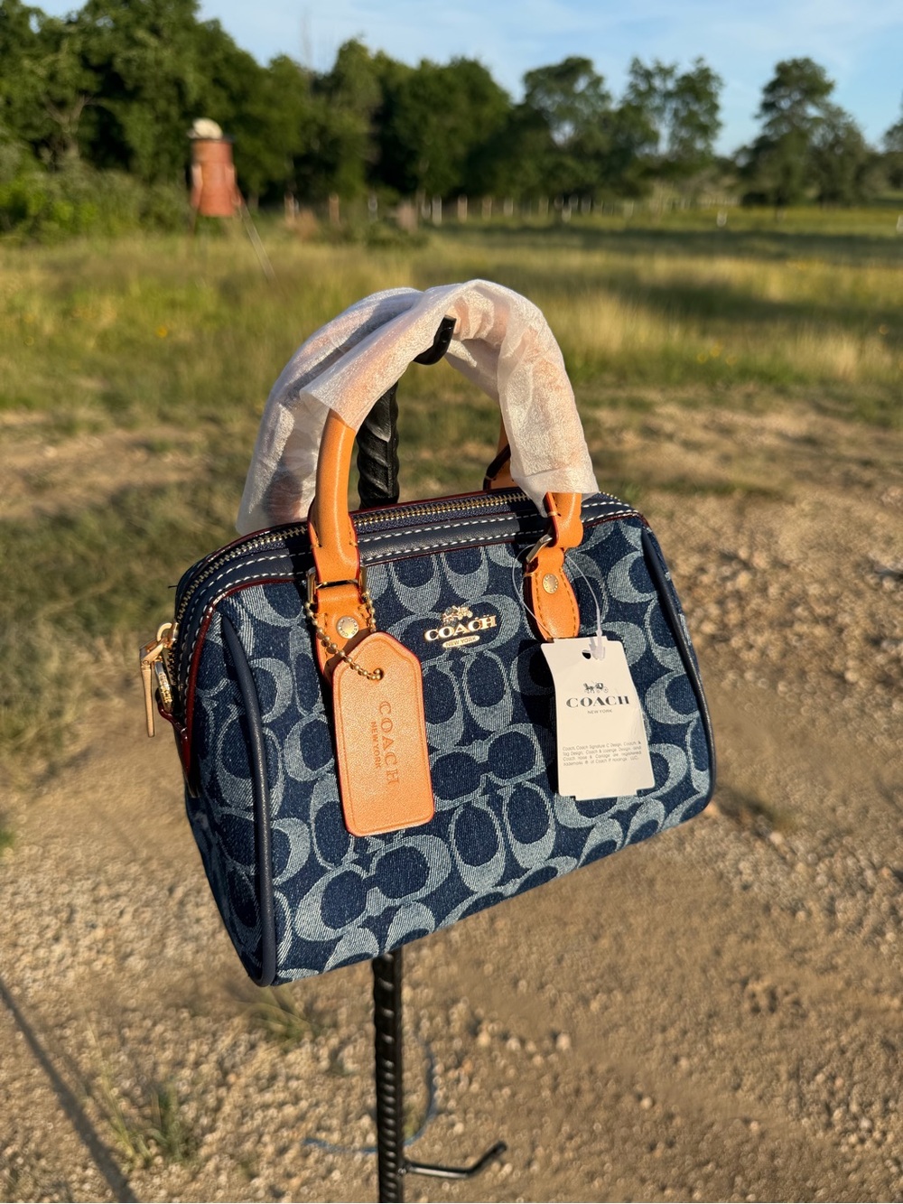 NWT Coach Mini Rowan Crossbody bag in signature denim A1773-21586